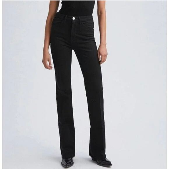 SPRWMN Los Angeles Stevie Micro Flare High Rise Black Denim Jeans 28 - Picture 1 of 8